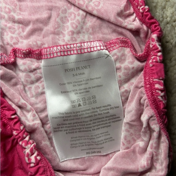 Posh Peanut Pink & white leopard bunnies bubble romper - size 3-6m - Picture 8 of 8